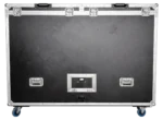 Sound Barrier SBTVLIFT75 ATA road case detail showing protective lining and monitor mounting hardware