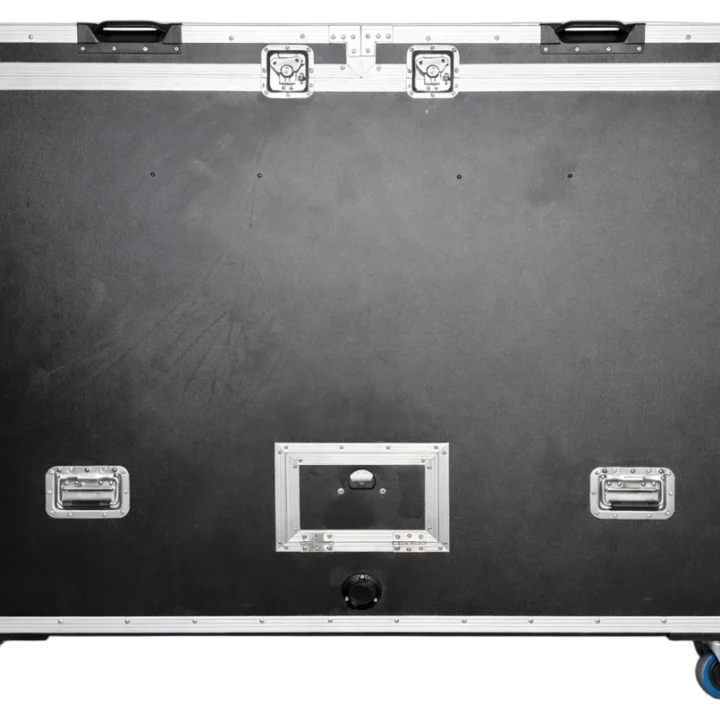 Sound Barrier SBTVLIFT75 ATA road case detail showing protective lining and monitor mounting hardware