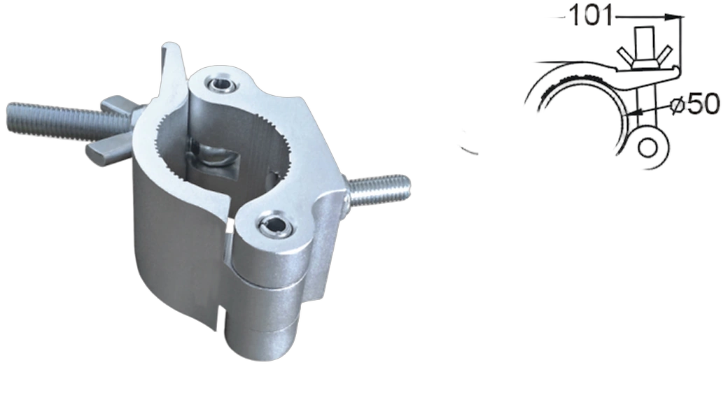 Sound Barrier SC50 Truss Clamp Detail View Sound Barrier SC50 heavy-duty wrap-around clamp for 2-inch truss showing clamping mechanism and adjustment details