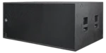 Sound Barrier SWX218 dual 18-inch passive subwoofer showing side profile and cabinet construction