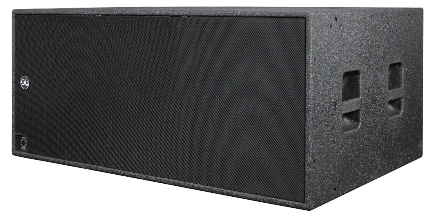Sound Barrier SWX218 Dual 18 Inch Passive Subwoofer Side View Sound Barrier SWX218 dual 18-inch passive subwoofer showing side profile and cabinet construction