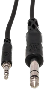 Hosa CMS-110 stereo interconnect cable with 3.5mm TRS and 1/4 inch TRS connectors, 10-foot length