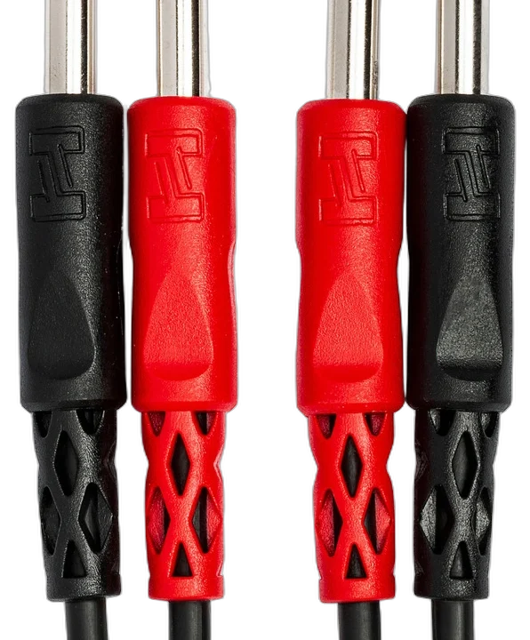 Hosa CPP-202 dual 1/4 inch TS stereo interconnect cable connectors and construction detail