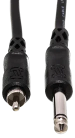 Hosa CPR-103 unbalanced interconnect cable showing 1/4 inch TS and RCA connectors