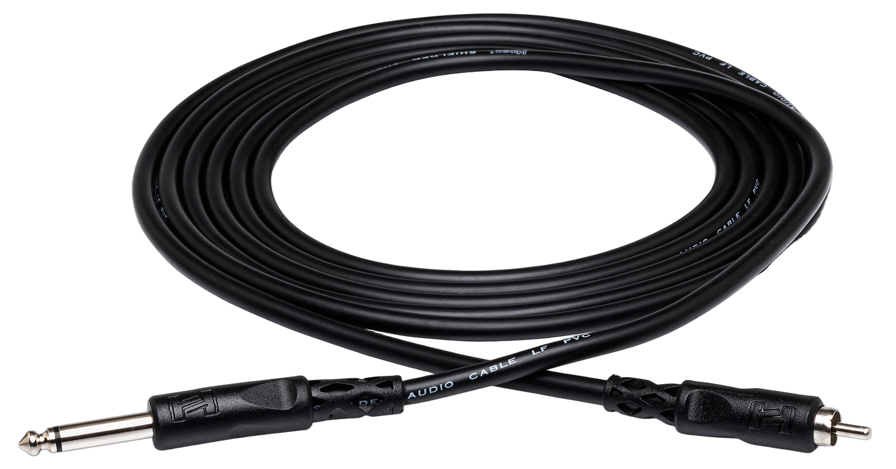 Hosa CPR-103 Unbalanced Interconnect Cable Front View Hosa CPR-103 unbalanced interconnect cable with 1/4 inch TS and RCA connectors, 3 feet length