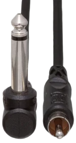 Hosa CPR-115 unbalanced interconnect cable showing 1/4 inch TS and RCA connectors close-up detail