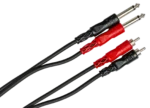 Hosa CPR-202 dual 1/4 inch TS to RCA stereo interconnect cable connectors detail