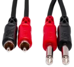 Hosa CPR-204 dual 1/4 inch TS to RCA stereo interconnect cable connectors detail