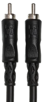 Hosa CRA-103 unbalanced RCA interconnect cable connector detail showing gold-plated connectors