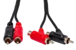 Hosa CRA-202PB dual RCA to piggyback RCA stereo interconnect cable connectors detail