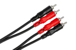 Hosa CRA-203 dual RCA stereo interconnect cable showing connector detail and cable construction