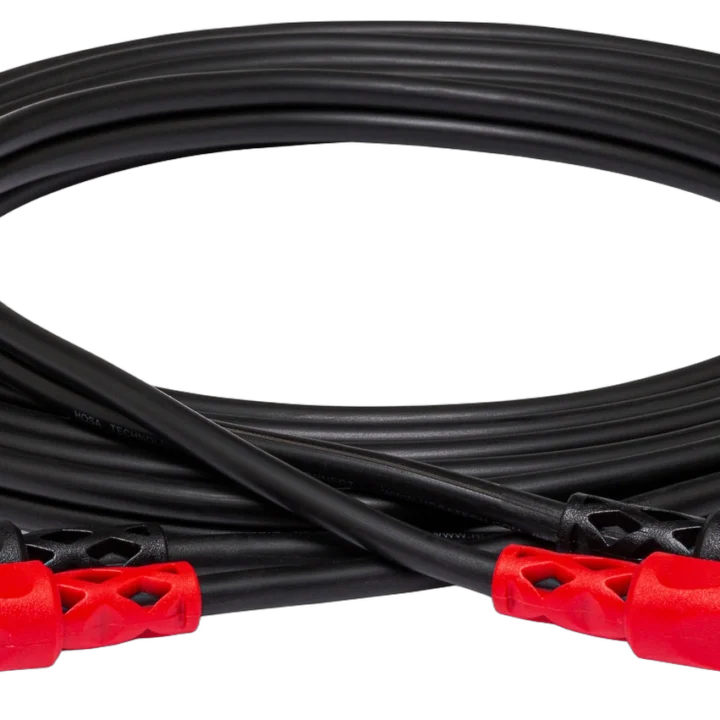Hosa CRA-203AU dual RCA stereo interconnect cable showing connector detail and cable construction