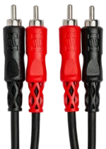 Hosa CRA-206 dual RCA stereo interconnect cable connector detail showing gold-plated connectors