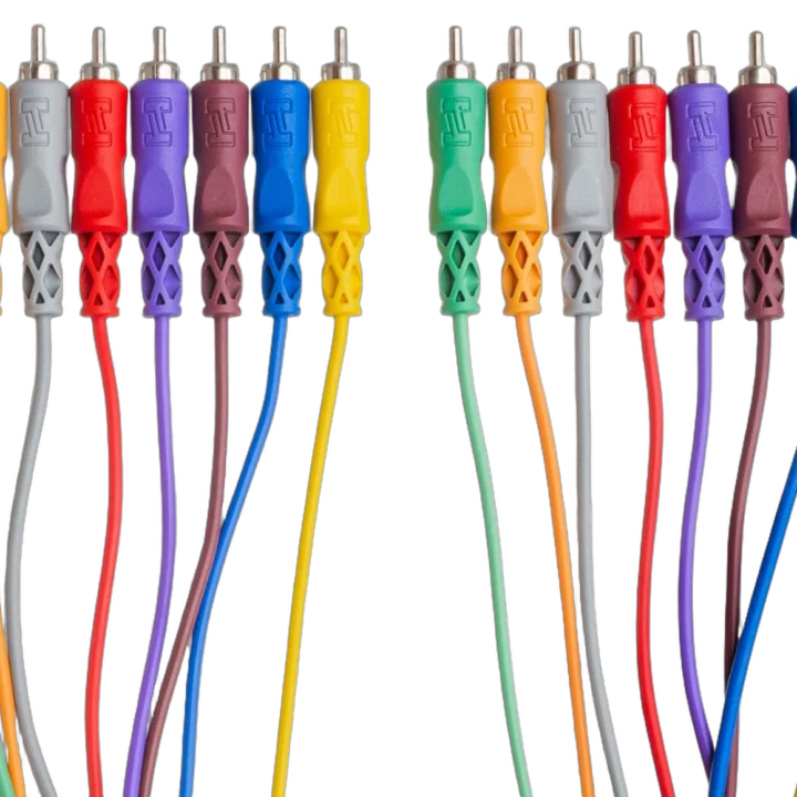 Hosa CRA-802 unbalanced RCA snake cable showing dual RCA connectors and cable construction detail