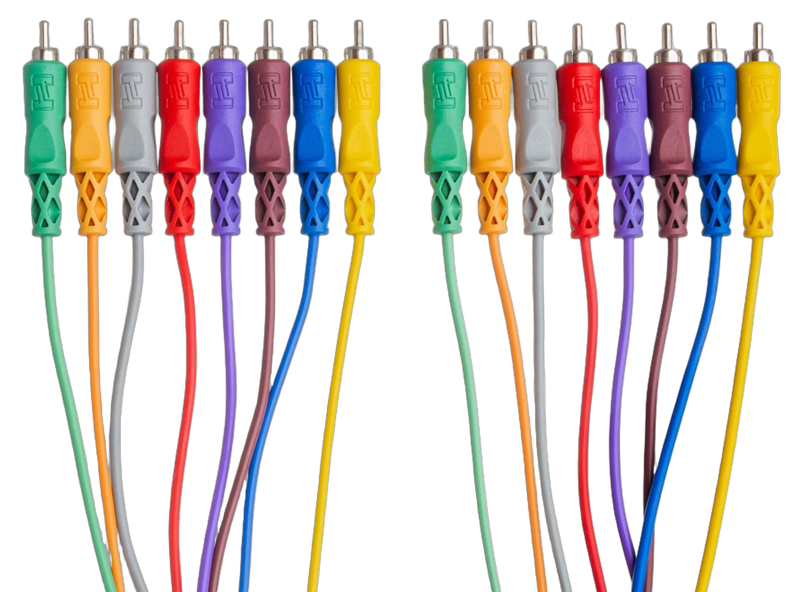 Hosa CRA-802 RCA Snake Cable Connectors Detail Hosa CRA-802 unbalanced RCA snake cable showing dual RCA connectors and cable construction detail