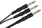 Hosa CYP-103 Y cable showing dual 1/4 inch TS connectors and single input jack configuration