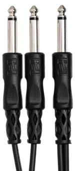 Hosa CYP-105 Y cable showing 1/4 inch TS connectors and dual split configuration
