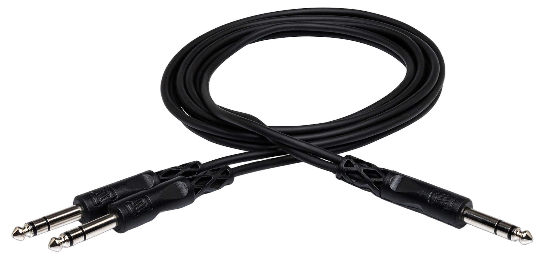 Hosa CYS-103 Y Cable 1/4 inch TRS Main View Hosa CYS-103 Y cable with single 1/4 inch TRS input and dual 1/4 inch TRS outputs, 3 foot length