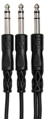 Hosa CYS-103 Y cable showing 1/4 inch TRS connectors and dual split configuration detail