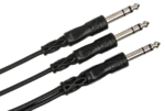 Hosa CYS-103 Y cable showing dual 1/4 inch TRS connectors and single input jack configuration