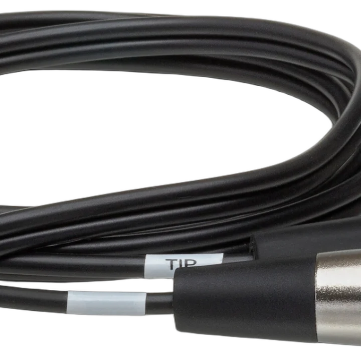 Hosa CYX-401F dual XLR female to 3.5mm TRS camcorder microphone cable with connectors visible