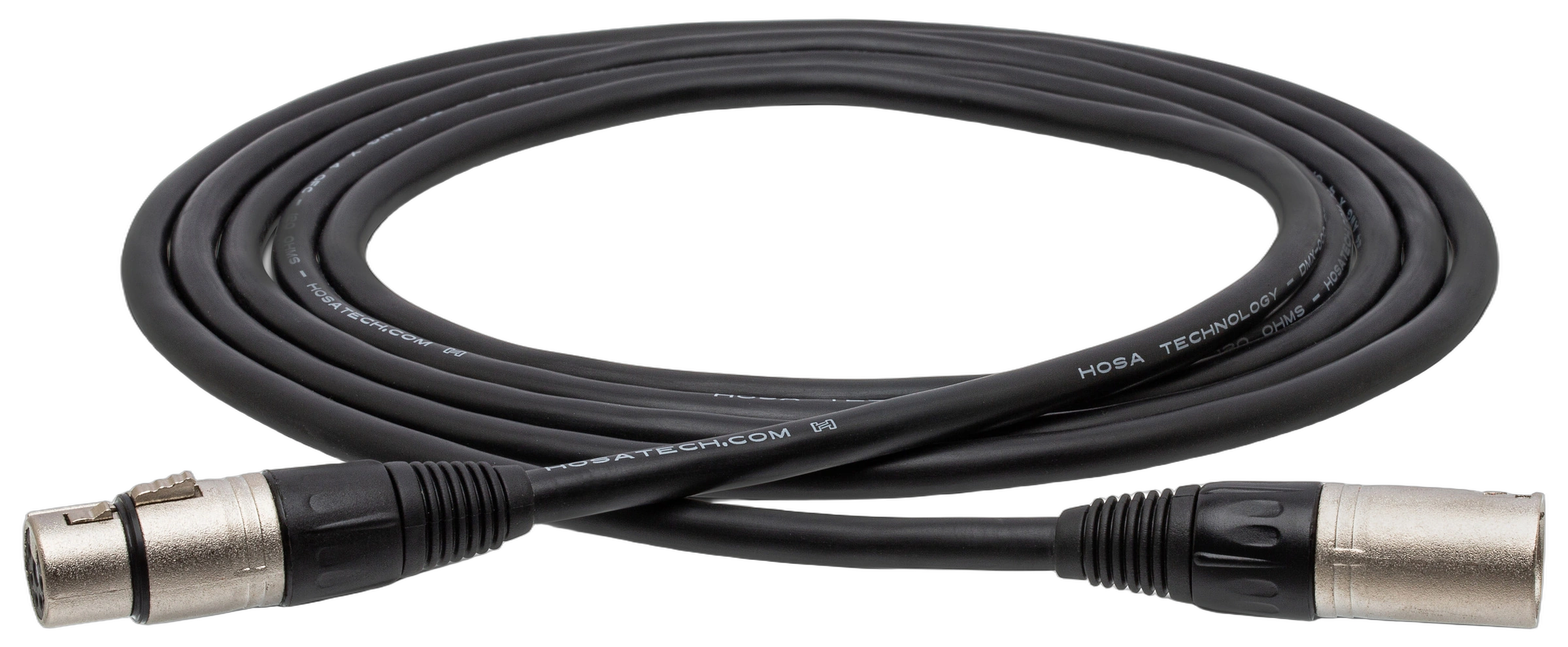 Hosa DMX-005 DMX512 Cable XLR5 Connectors Hosa DMX-005 DMX512 cable with XLR5 male to female connectors, 24 AWG OFC construction