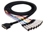 Hosa DTM-803 balanced snake cable with DB25 connector and XLR male ends, 3 meter length