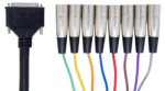 Hosa DTM-805 balanced snake cable showing DB25 connector and XLR male terminations in detail