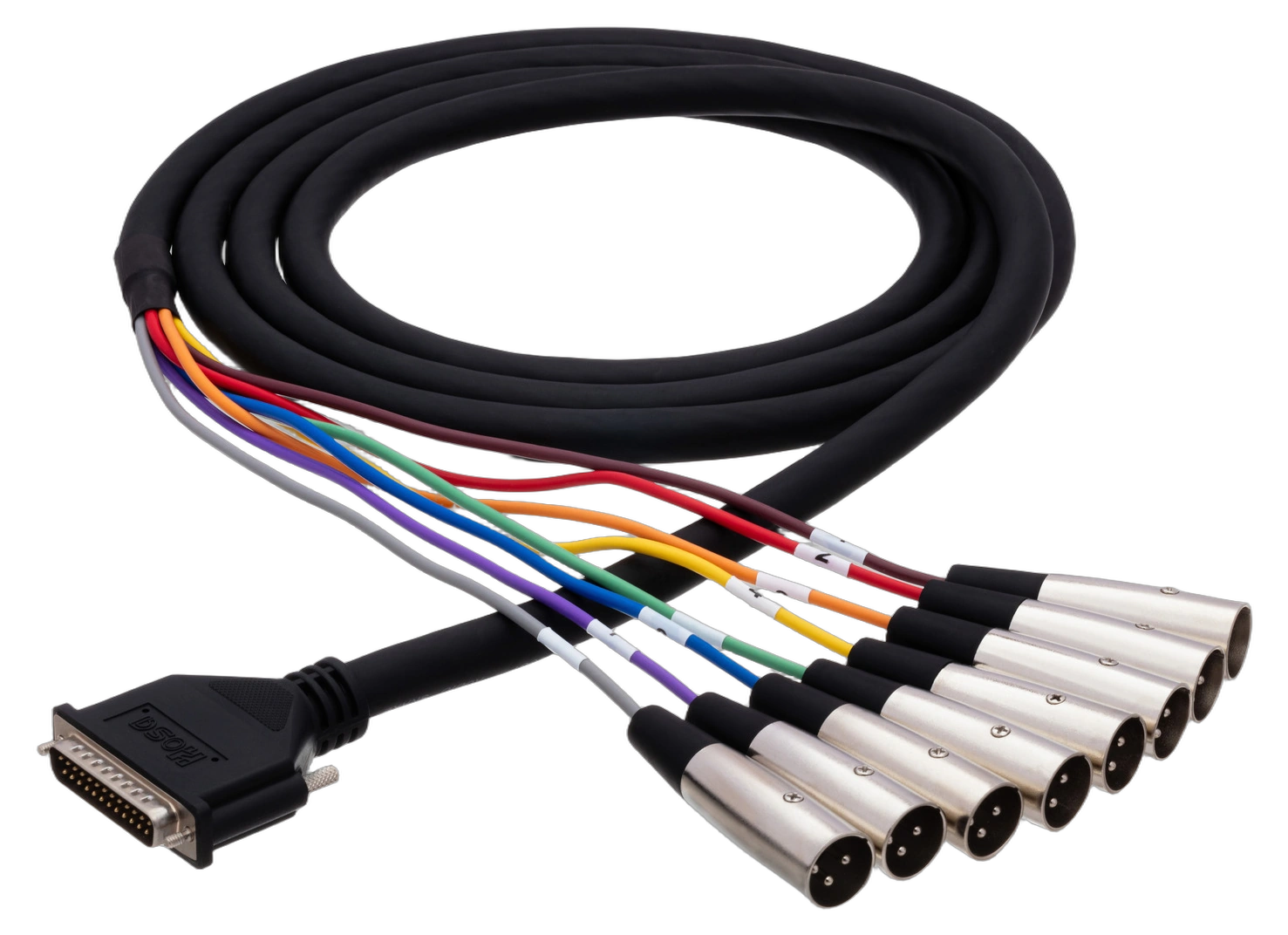 Hosa DTM-805 Balanced Snake Cable DB25 XLR Hosa DTM-805 balanced snake cable with DB25 connector and XLR male ends, 5 meter professional audio cable