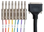 Hosa DTP-804 balanced snake cable showing DB25 connector and 1/4 inch TRS connectors detail
