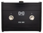 Hosa FSC-385 guitar-style dual-latching footswitch showing control buttons and connectors in detail
