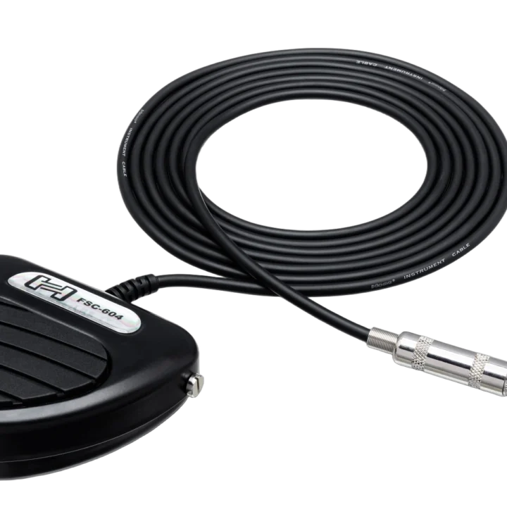 Hosa FSC-604 momentary selectable footswitch with dual footpedals and LED indicators front view