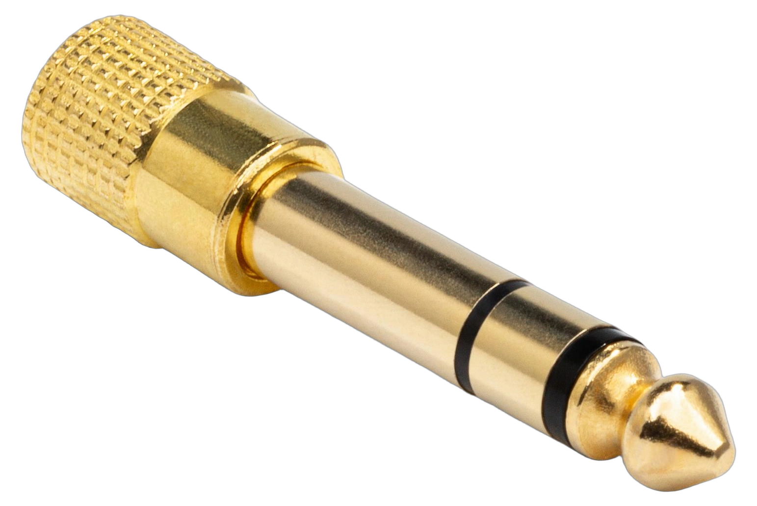 Hosa GHP-105 Headphone Adapter 3.5mm to 1/4 inch Hosa GHP-105 headphone adapter with 3.5mm TRS mini jack and 1/4 inch TRS connectors