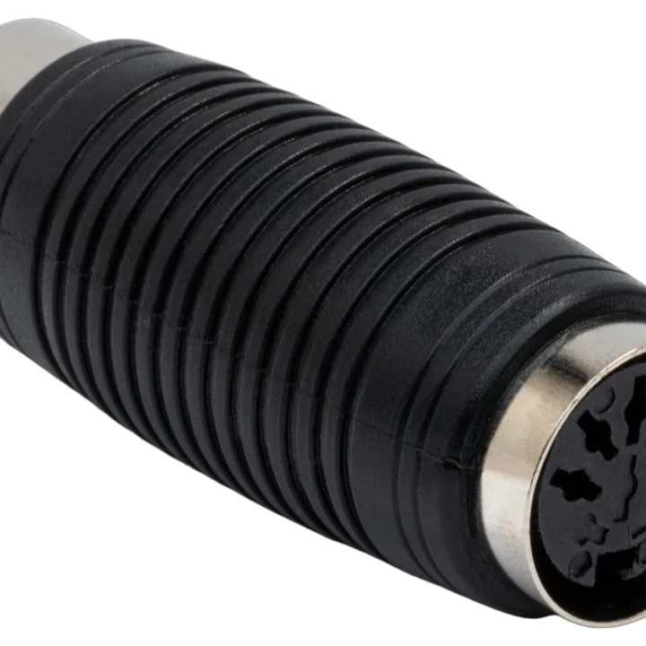 Hosa GMD-108 MIDI coupler with dual 5-pin DIN connectors for professional audio setup