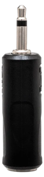 Hosa GMP-113 quarter-inch to 3.5mm adapter connected between professional audio equipment