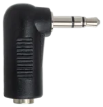 Hosa GMP-272 right-angle 3.5mm TRS adapter connected between audio devices in studio setup