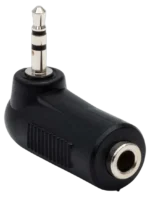 Hosa GMP-467 right-angle adapter with 3.5mm TRS and 2.5mm TRS connectors featured