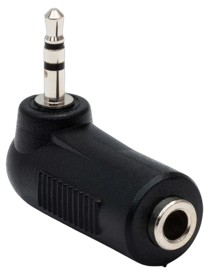 Hosa GMP-467 3.5mm TRS to 2.5mm TRS Adapter Connector Hosa GMP-467 right-angle adapter with 3.5mm TRS and 2.5mm TRS connectors featured