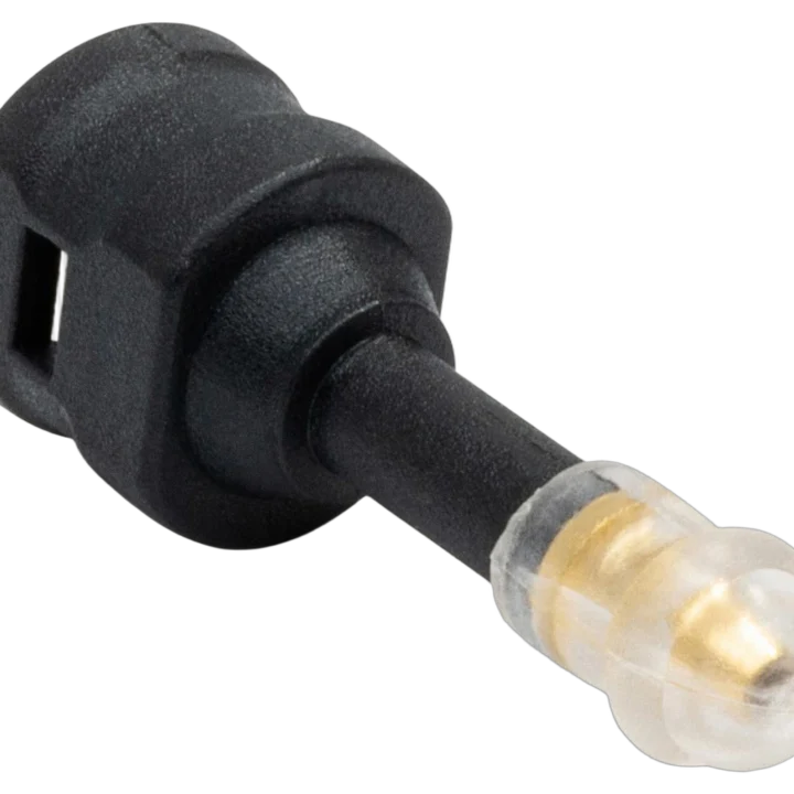 Hosa GOP-490 fiber optic adapter with Toslink and mini-Toslink connectors, front view