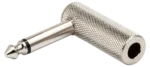Hosa GPP-151 right-angle adapter with 1/4 inch TS connectors, front product view