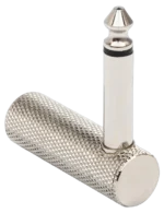 Hosa GPP-151 right-angle 1/4 inch TS adapter connected to guitar cable in studio setup