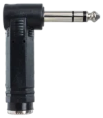 Hosa GPP-273 right-angle adapter connected between professional audio cables in studio setup