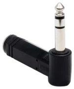 Hosa GPP-273 right-angle 1/4 inch TRS to TRS adapter connector front