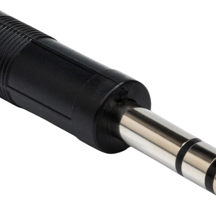 Hosa GPP-419 audio adapter with 1/4 inch TS to TRS connectors, front angle view