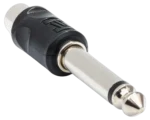 Hosa GPR-101 RCA to quarter-inch TS adapter pair showing gold-plated connectors and professional construction