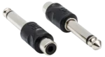 Hosa GPR-101 RCA to 1/4 inch TS adapter connectors, two-piece set, front view