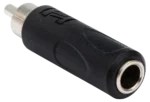 Hosa GPR-104 adapter showing 1/4 inch TS jack and RCA connectors with gold-plated contacts