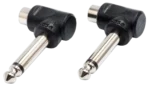 Hosa GPR-123 right-angle adapter pair converting RCA to 1/4 inch TS connectors