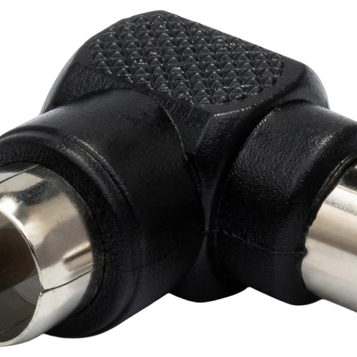 Hosa GRA-259 right-angle RCA adapter connectors, gold-plated contacts, two-piece set