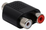 Hosa GRF-341 audio coupler adapter showing 3.5mm TRS jack and dual RCA connectors